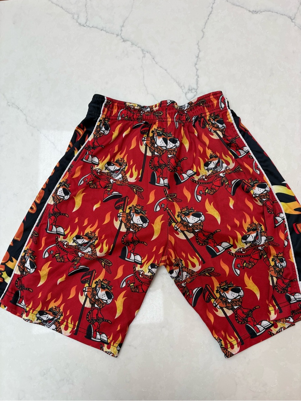 Men's Red Flame Graphic Athletic Shorts